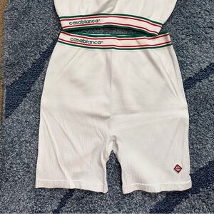 CASABLANCA White Ribbed Two-Piece Set with Logo